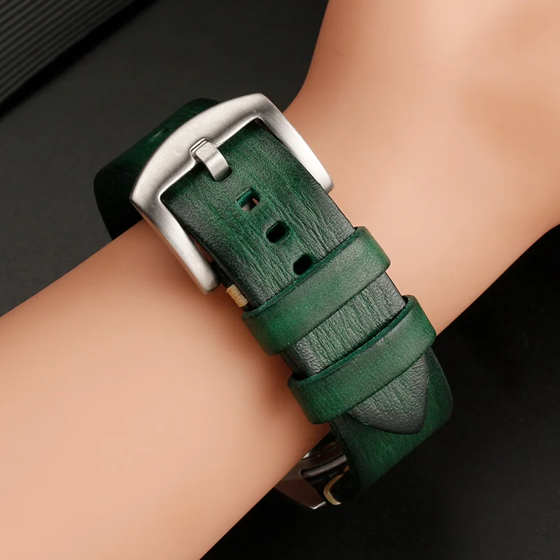 حزام ساعة من الجلد الطبيعي بتصميم عتيق من Small Bees لـ Gucci YA 1264065   حزام ساعة رجالي 20 22 ملم أخضر أسود أزرق عالي الجودة