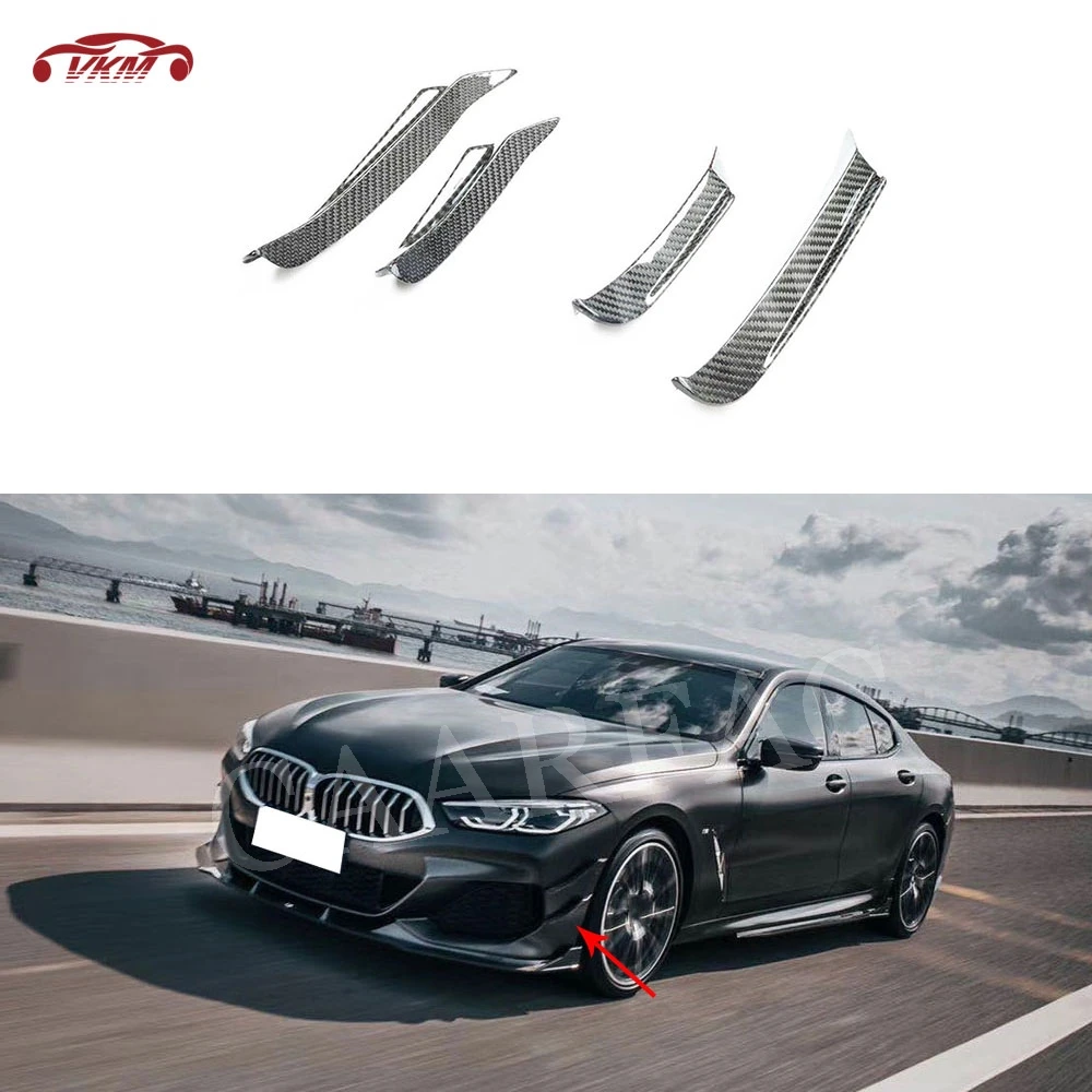 

8 Series Dry Carbon Fiber Front Bumper Side Canard Splitters Trim Stickers For BMW 840i G14 G15 G16 2019 2020 Car Styling