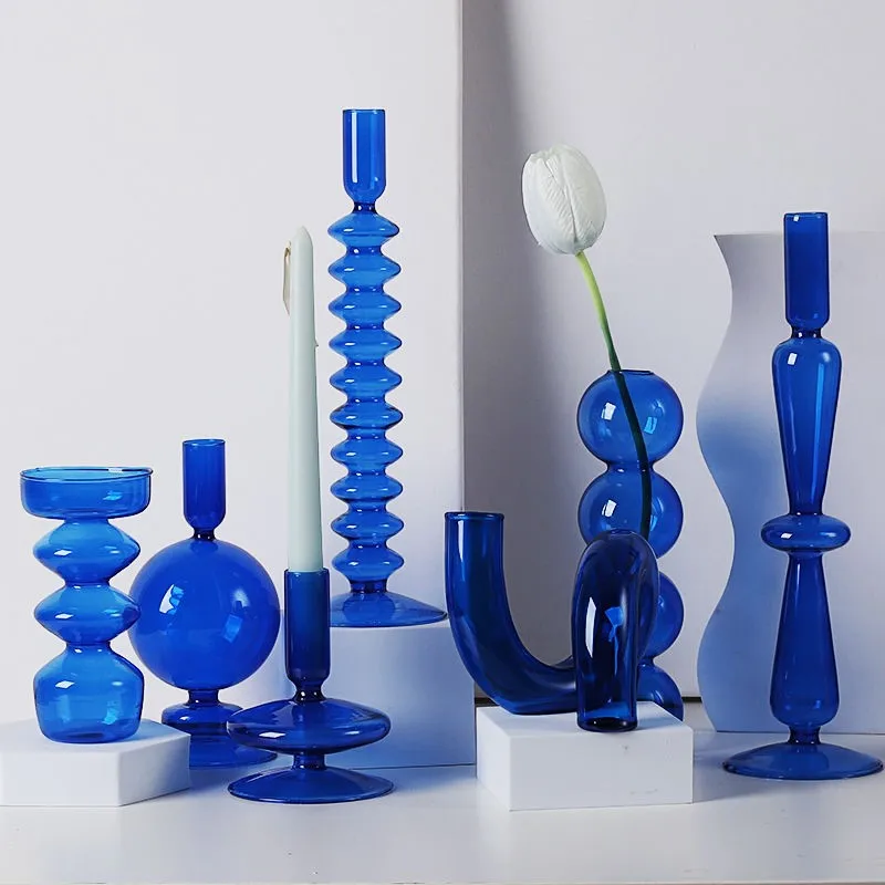 Klein Blue Ins Style Minimalist Hydroponic Flower Arrangement Glass Vase Design Sense Homestay Creative Decoration Network Red