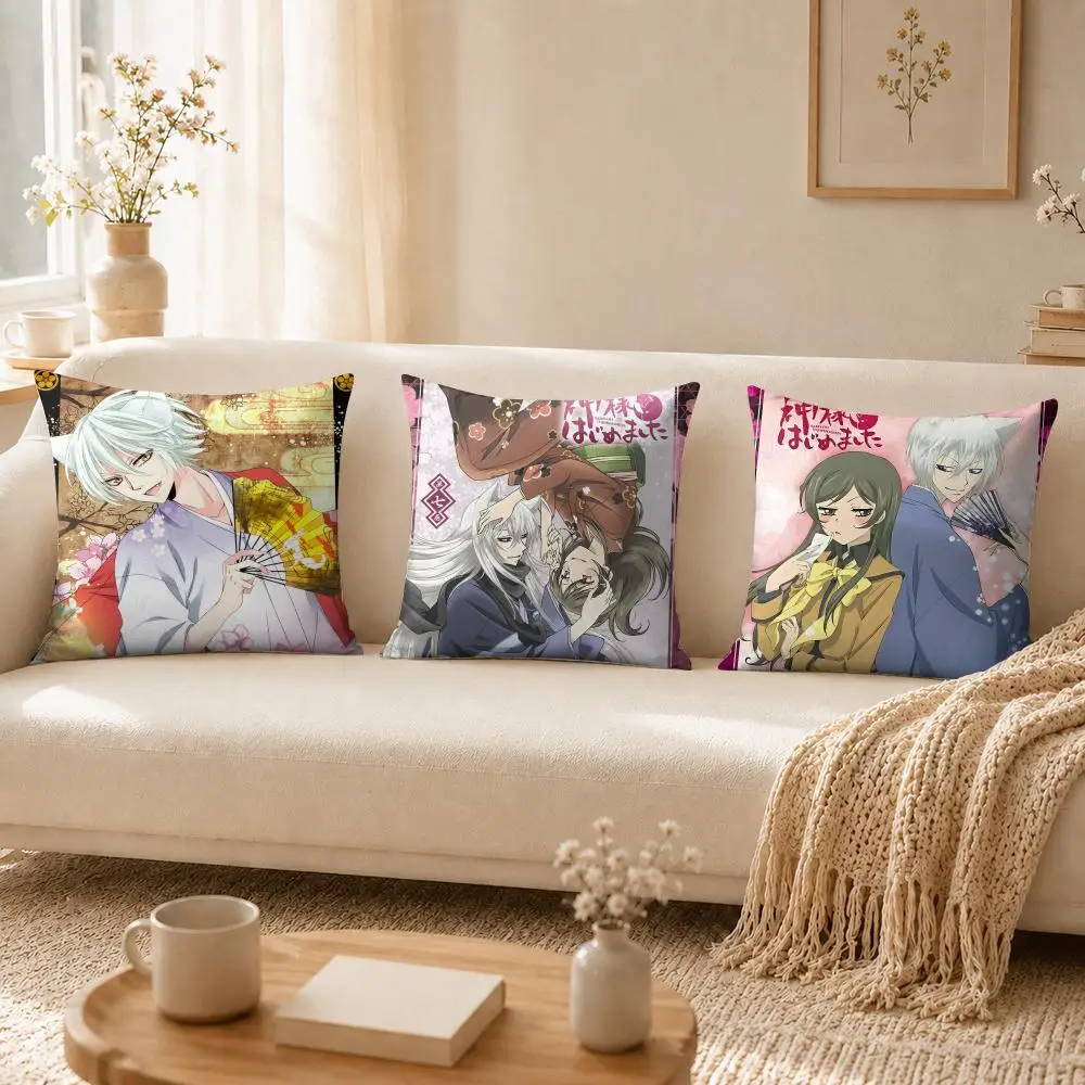 Anime K-Kamisama Kiss Cushion Cover Soft Short Plush Pillow Cases Hidden Zipper Vintage Cutecore Sofa Bedroom Home Decor Gift