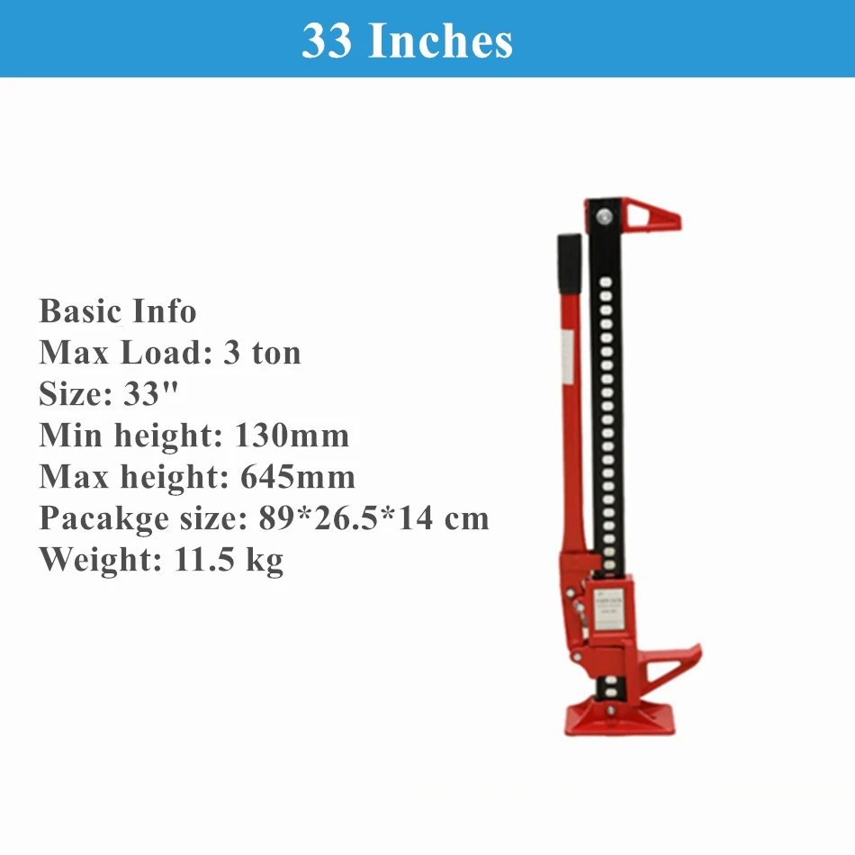 1 Pack 3-ton Steel Hi Lift Jack Load Capacity 33\