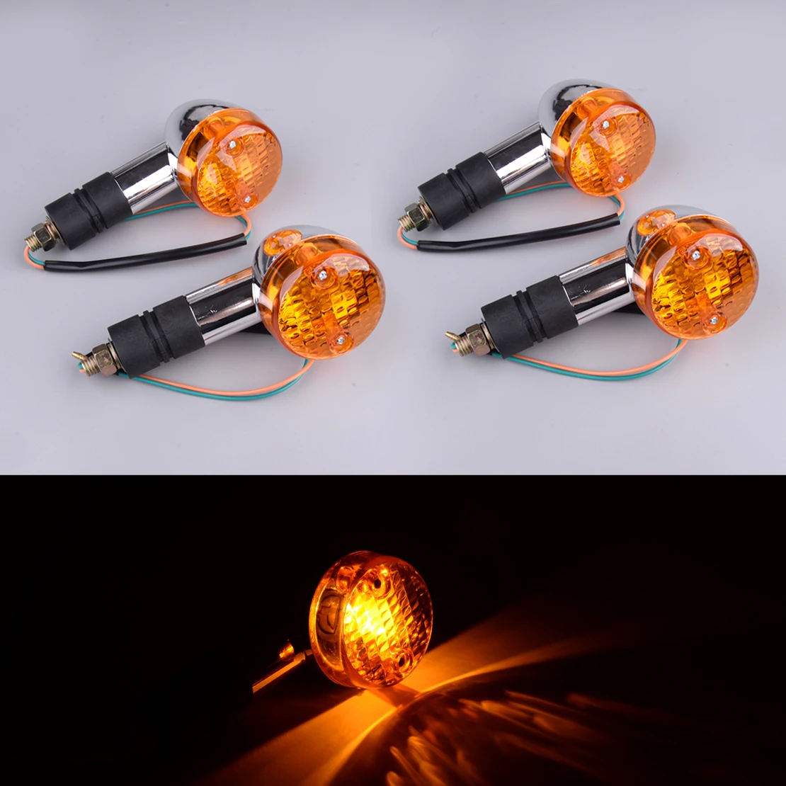 

4Pcs 12V Motorcycle Turn Signal Blinker Indicator Lights 2 Wires Waterproof Universal