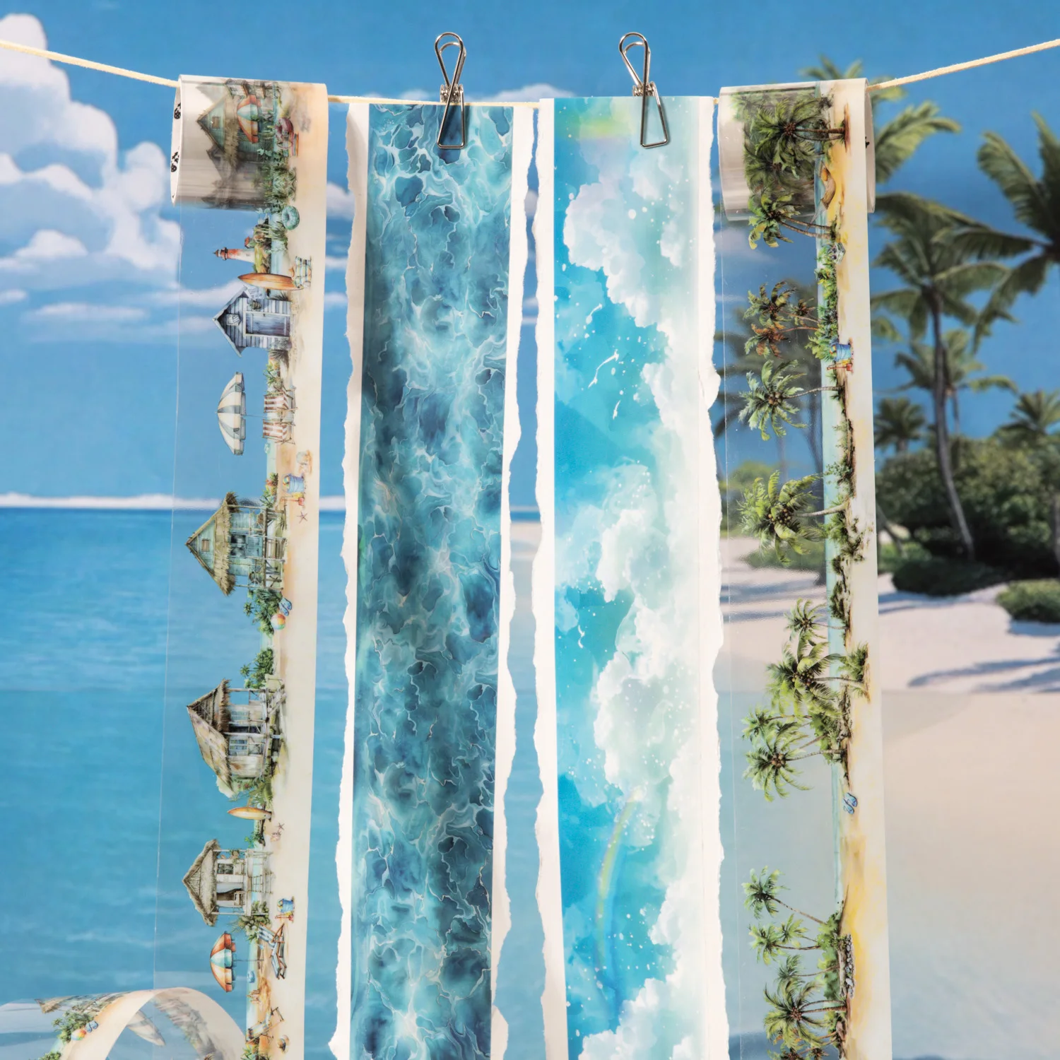 40mm*200cm Diary of A Tour Around The Sea Series Vintage Sea Waves Tree Cloud Landscape PET Tape Creative Journal Stationery