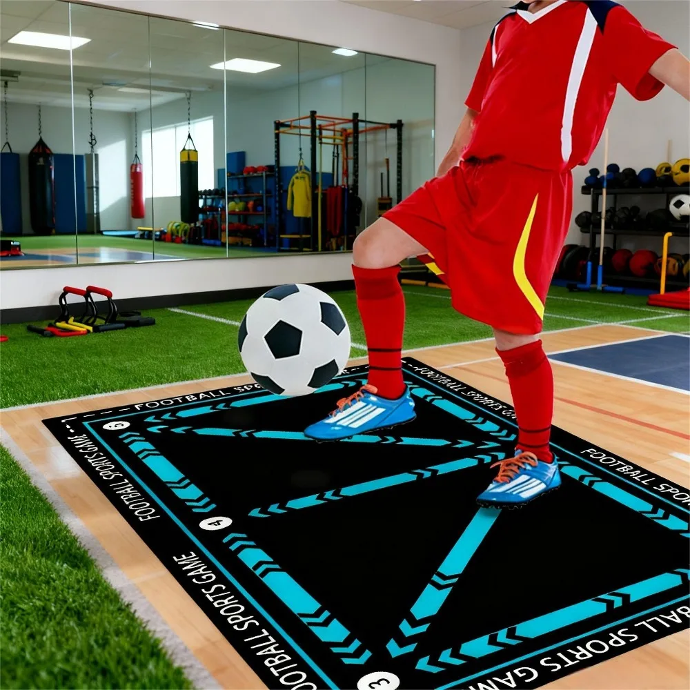 Fußball-Trainings-Teppich, Matte, Teppich, Sport, Spiel, Heimdekoration, langlebig, für den Innenbereich, Kinderaktivität, Spielfeld, Bodenmatte mit Pfeil-Design