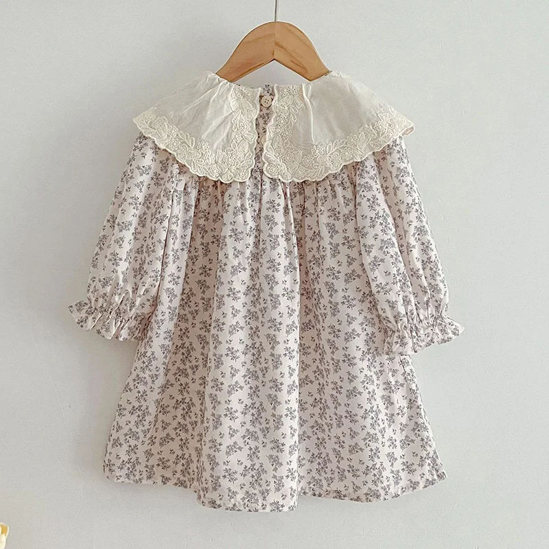 Spring Kids Baby Girls Long Sleeve Sweet Flower Print Princess Dress New Autumn Kids Baby Girls Dress Children Clothes Dress