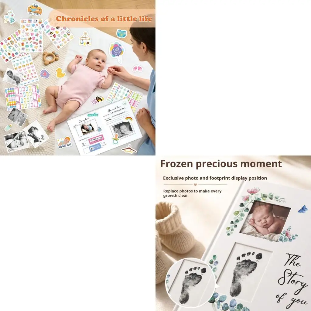 Album d'histoires émotionnelles pour bébé avec des illustrations thématiques beaucoup d'espace pour les pensées personnelles.