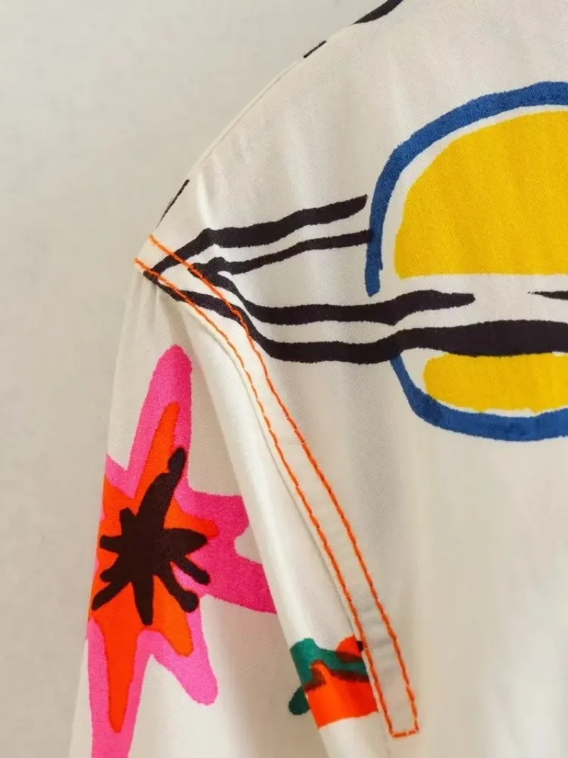 Vestido de cinto de manga comprida feminino de peito único, estampado graffiti galaxy, vestido longo linha A, outono