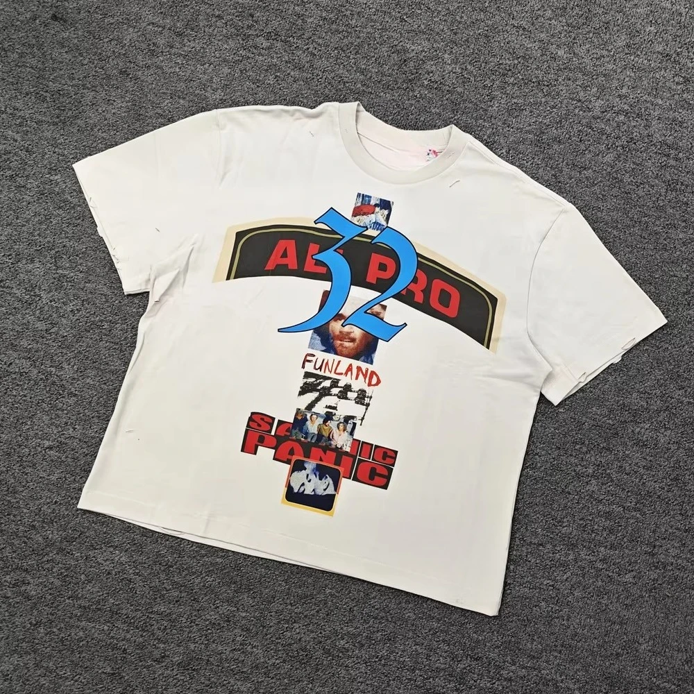 Y2K Retro Unisex T-shirt Vintage Collage Distressed Letter Patch Graphic Print Short Sleeve Tee Street Style Loose Tops