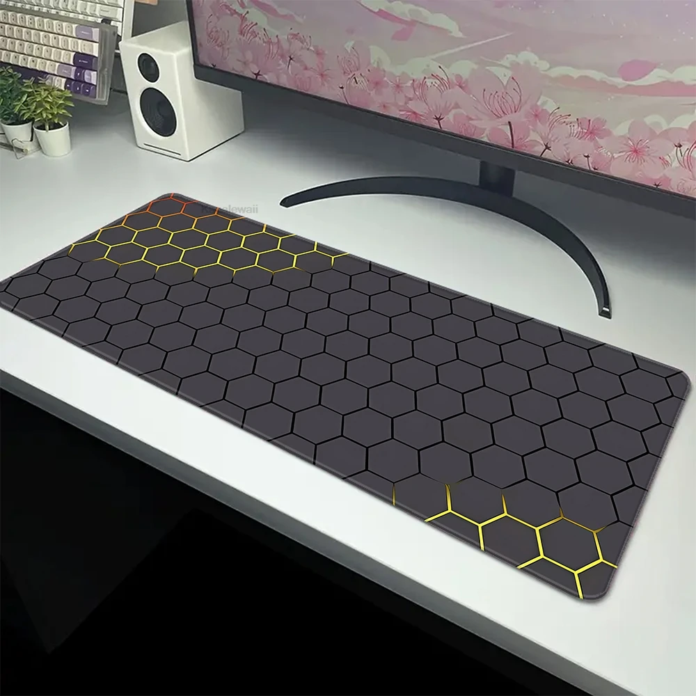 

Hexagon Geometric Mouse Pad Desk Mouse Pad Cute HD Desk Pad Extended Gaming Keyboard Mats Large XXL Gamer Mousepad 80x30cm