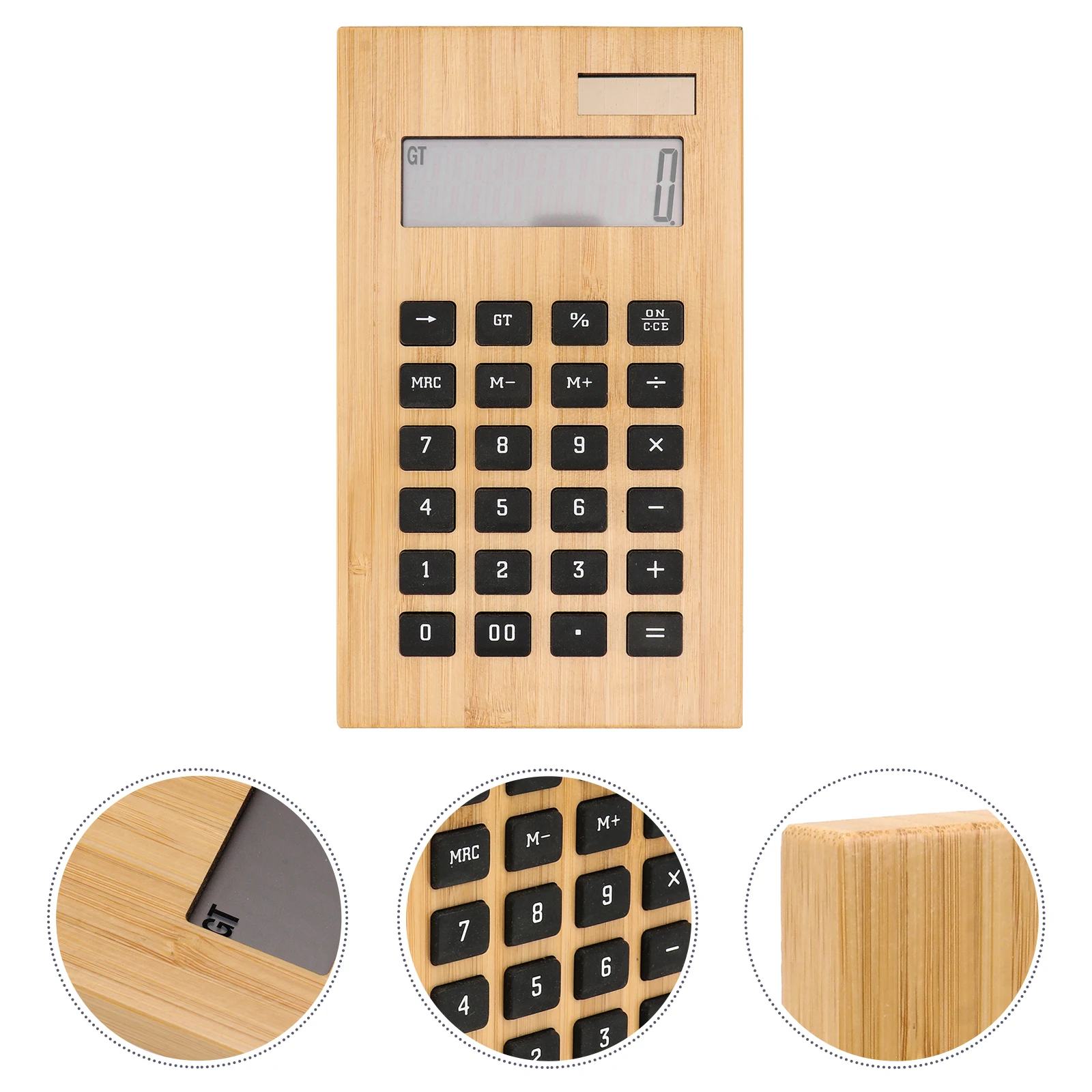 

Solar Calculator Bamboo Portable Calculation Aids Simple Electronic Student Office Environmentally Friendly Long Lasting