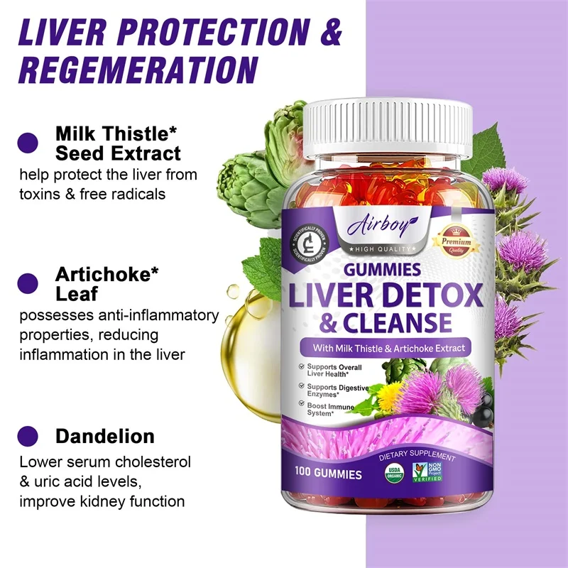 Liver Detox & Cleanse Gummies - with Milk Thistle, Dandelion - Help Cleanse, Detoxify and Purify The Liver, Improves Digestion - Image 3