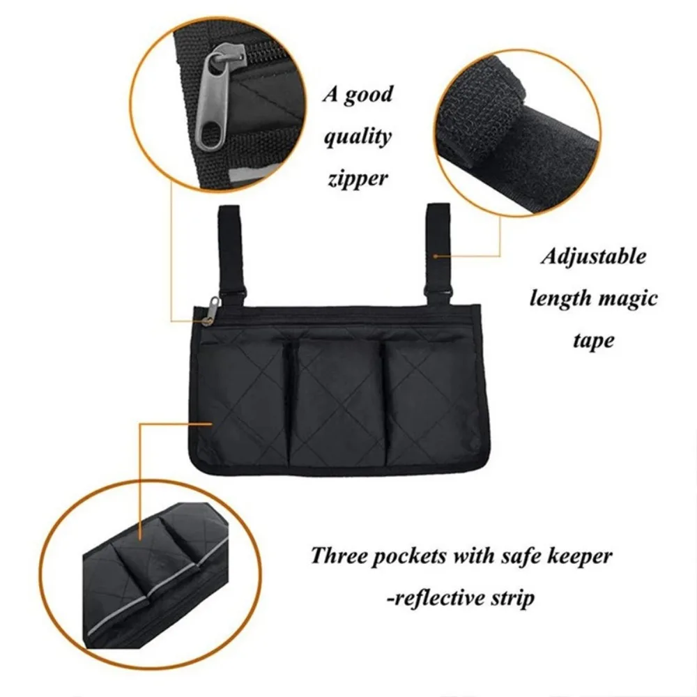 Multi-pocket Wheelchair Hanging Bag Multifunctional Waterproof Seat Armrest Side Storage Bag Large Capacity