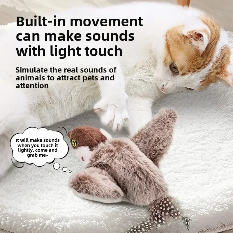 Simulated Bird Cat Toy Interactive Toys Dog Rechargeable Chirping Flapping Bird(no Flying) Catnip Touch Activated Plush Toy Pet