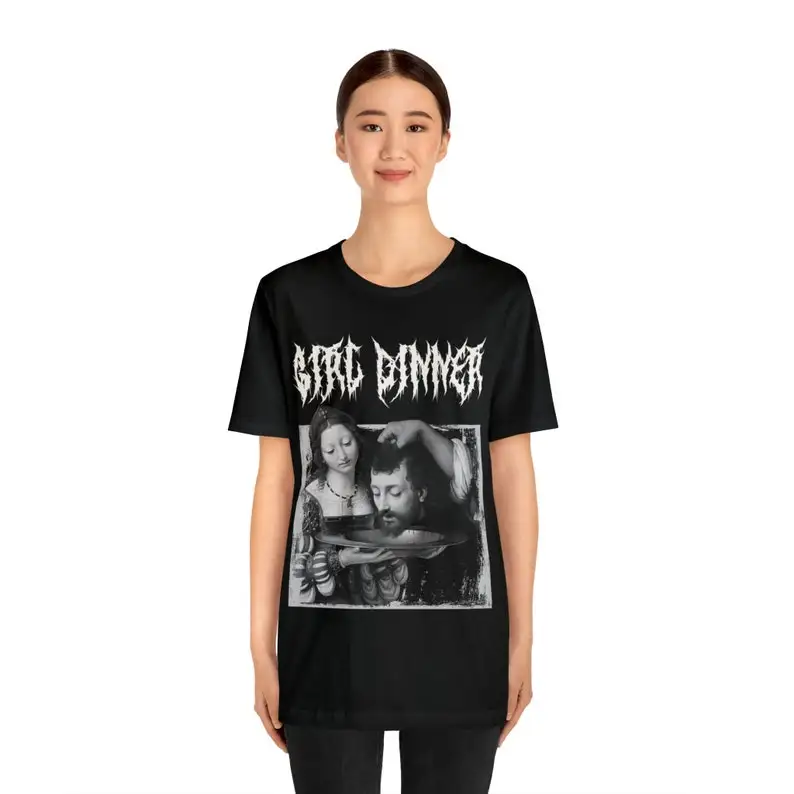 Girl Dinner T-shirt, Dark Humor Shirt, Funny Tshirt, Black Metal Tee, Feminist Shirt, Classic Art Tee, Witchy Shirt