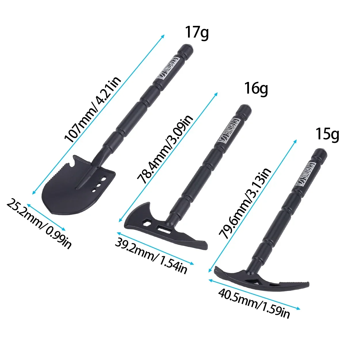 1/10 Scale RC Crawler Metal Shovel Pickaxe Axe Decoration Tool Kit Fits TRX4 SCX10 D90 RC Models