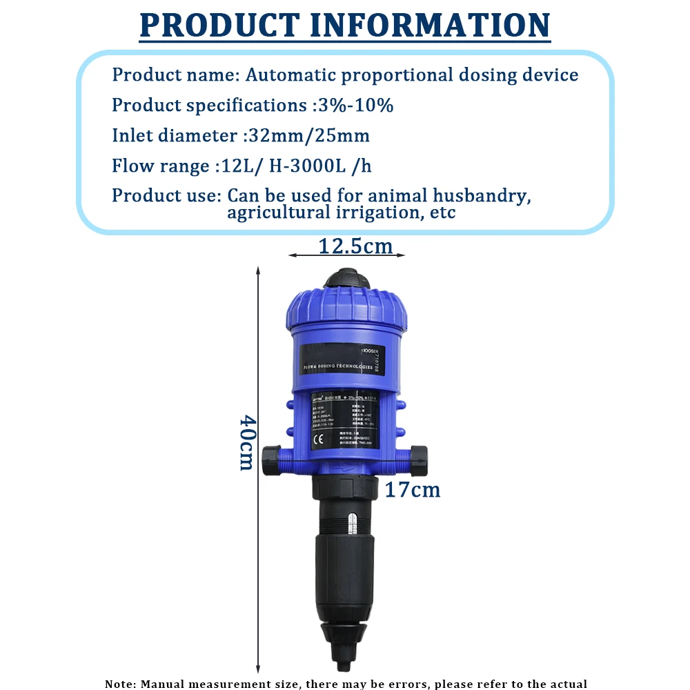 Irrigation Fertilizer Injector Water Driven Mix Fertilizer Application Equipment Liquid Chemical Doser ProportionDosing Pump