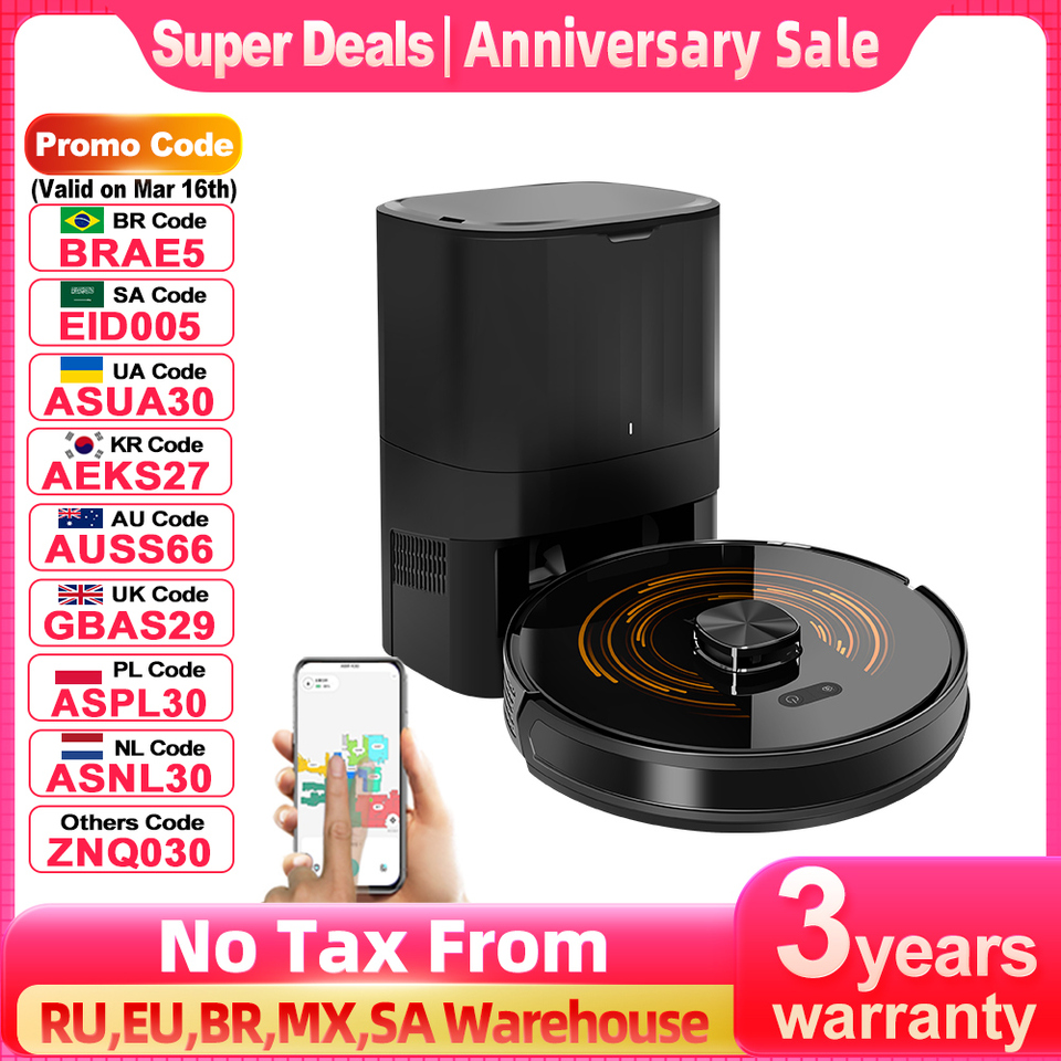  Robot Vacuum Cleaner K30 Self-cleaning dustbin, Dual Laser,UV Spot Cleaning,240mins Runtime, Auto Smart Carpet Floor Washing 