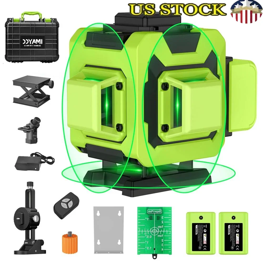 Green Beam 12 Line Laser Level 360 Degree Self Leveling 3x360 3D Cross Line Lazer Level with Remote Control