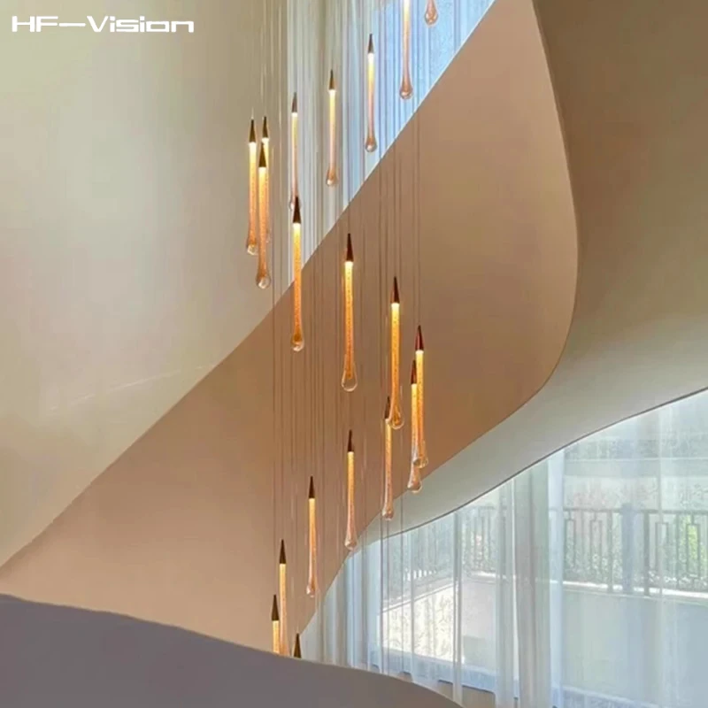 

Nordic style creative water drop luxury crystal chandelier Lighting,Lustre Suspension Luminaire Lampen for stair Living room