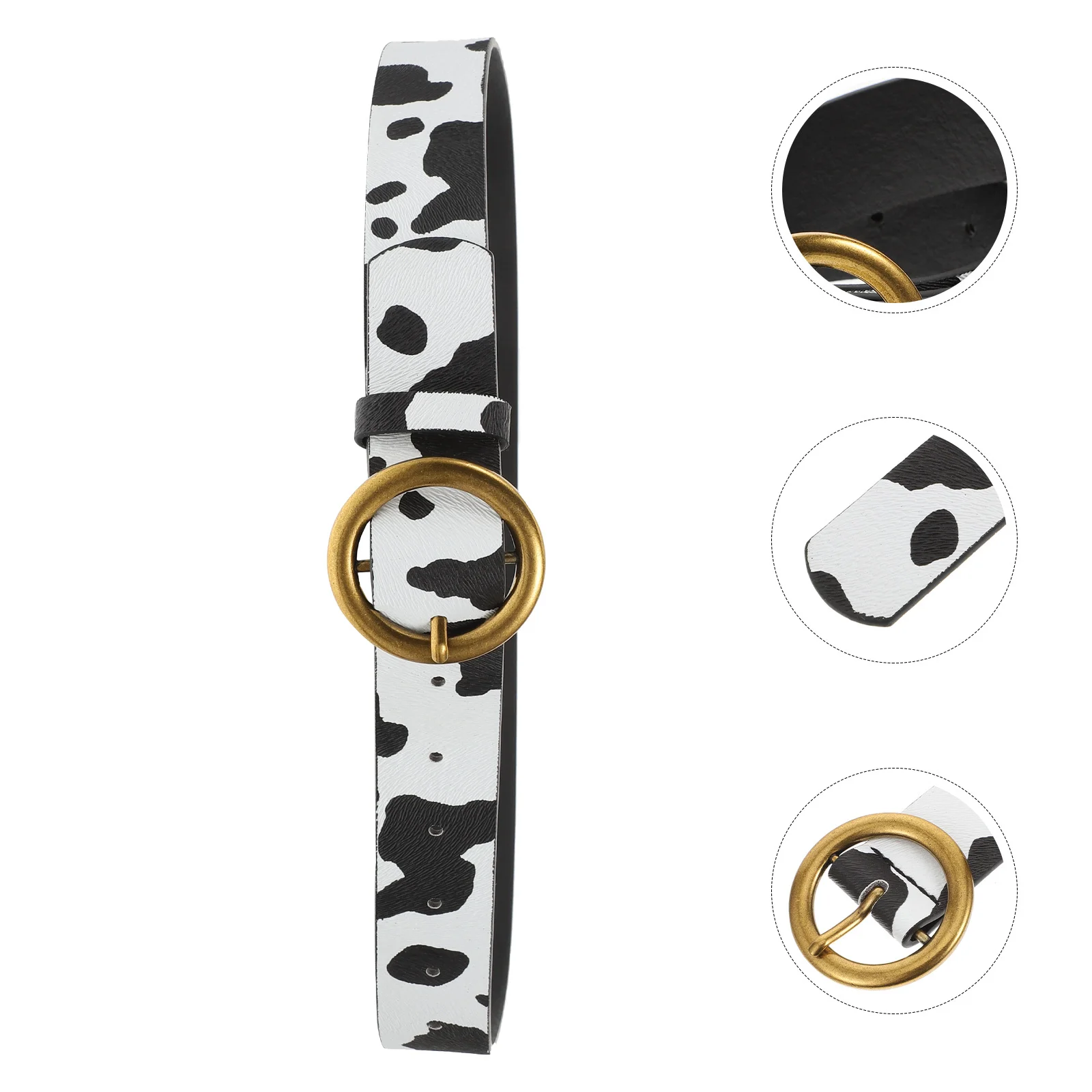 

Creative Fashion Women Cow Print Waist Belt Premium Imitation Chic Pin Buckle Belt Casual Dress Jeans Accessories