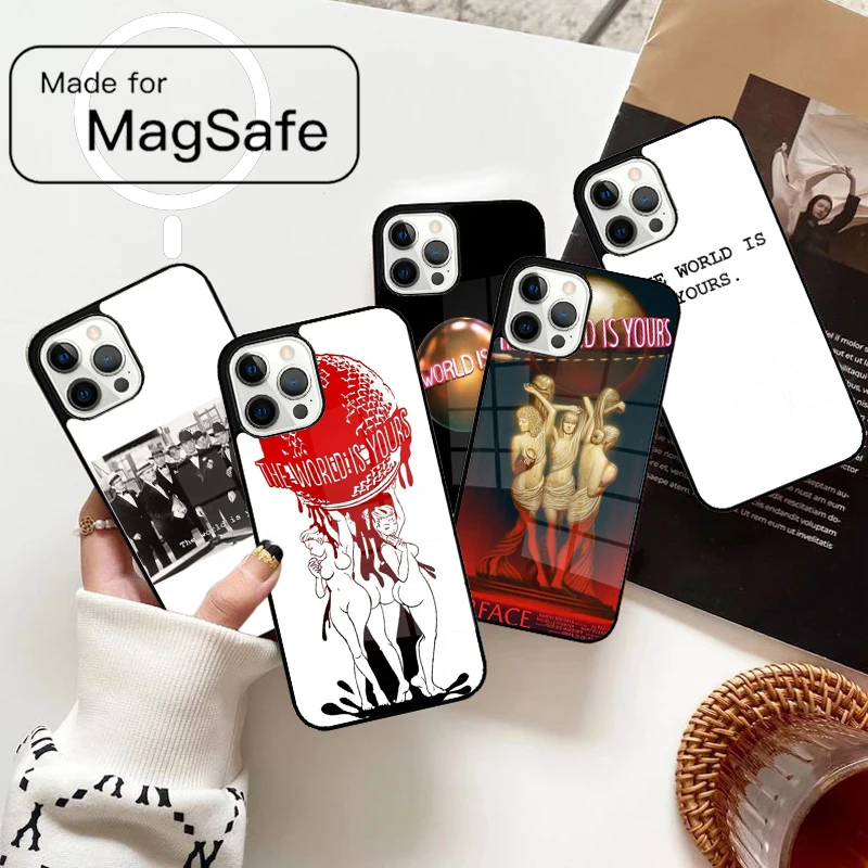Scarfaces The World Is Yours حافظة هاتف مغناطيسية لهاتف iPhone 17 Air 16e 12 13 14 15 Pro Max Magsafe غطاء لاسلكي #1