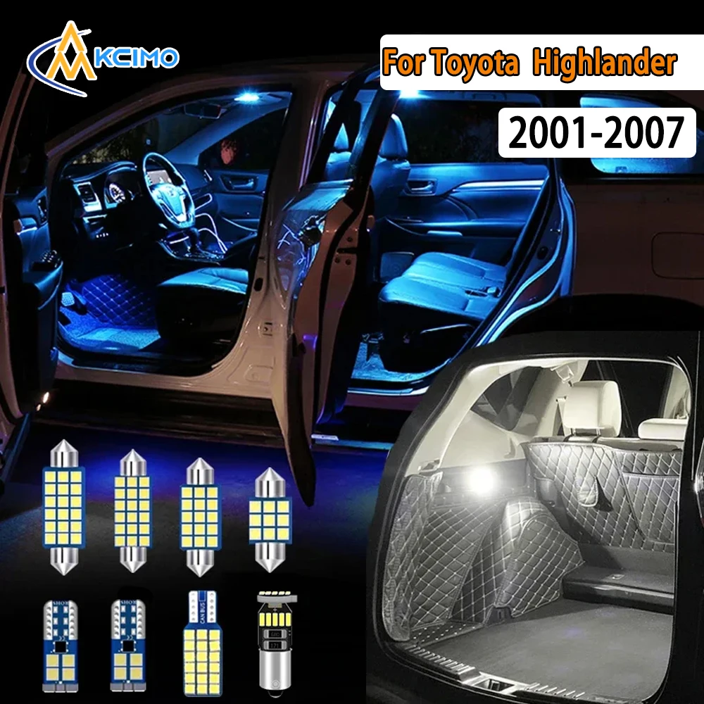 

Canbus LED Interior Light Kit For Toyota Highlander Kluger 2001-2007 Super Bright Dome Map Door Lights Easy Install Bulbs Set