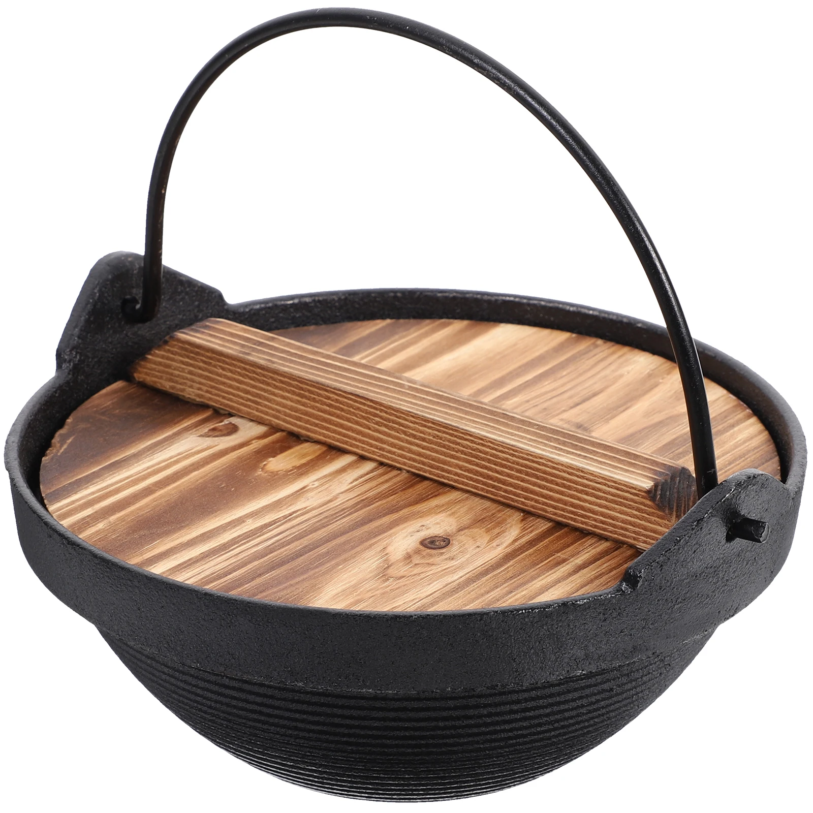 

Japanese Style Cast Iron Hot Pot 17.5cm High Temperature Cooking Boiler Soup Pot for Camping Outdoor Picnic Kitchen