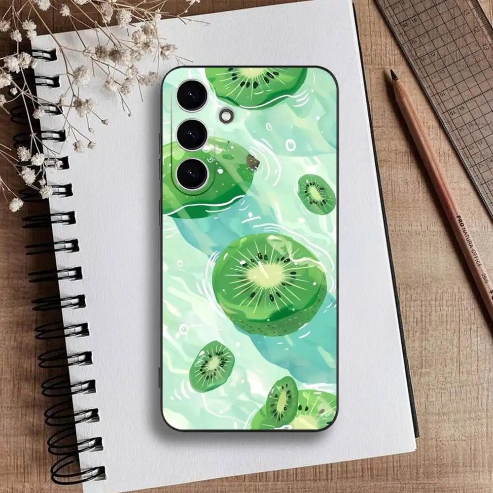 حافظة هاتف كيويفروت مقطوعة بشكل عصير لهاتف سامسونج جالاكسي A73، A72، A71، A70، A53، A52، A51، غطاء أسود من السيليكون الناعم