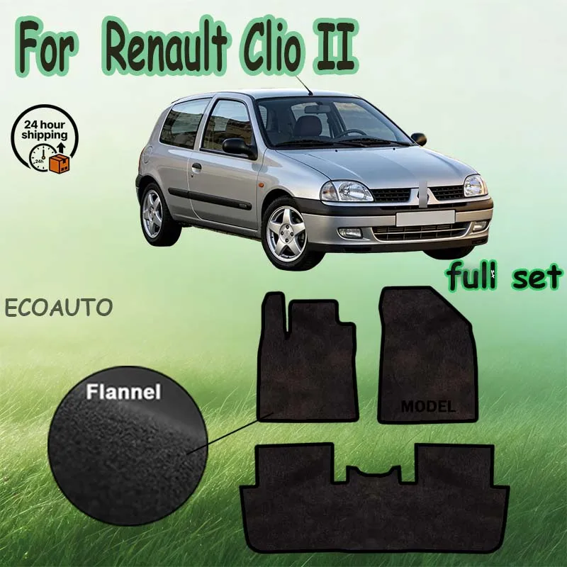 

Нейлоновые замшевые велюровые коврики для Renault Clio II хэтчбек (1998-2005) - черные