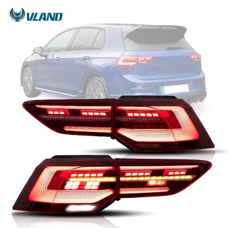 For VW Golf MK8 Automotive Full LED Tail Lamp, Rear Brake Light Fit 2020-Onwards, Plug and play design for easy installation