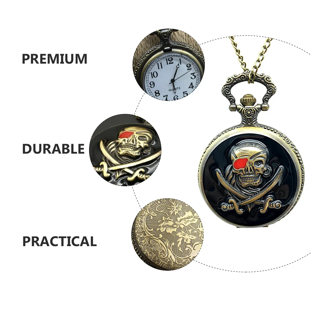 Stylish Retro Skull Pocket Watch Vintage Quartz Alloy Durable Practical Clear Dial Accurate Timing Great Gift for Friends and