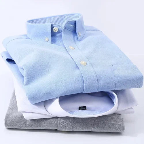 Imagen 2 del producto Cárdigan a cuadros de manga larga informal para jóvenes, camisas finas Oxford con cuello cuadrado empalmado de Color sólido, primavera y otoño