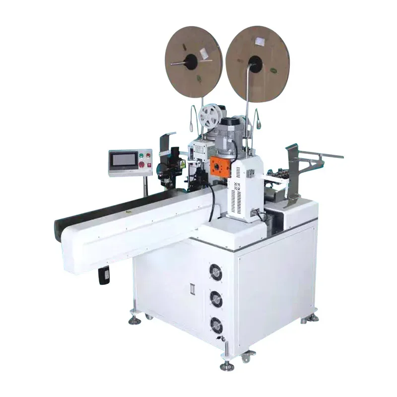 Electric automatic double-head terminal machine, five-wire terminal peeling and wiring integrated machine