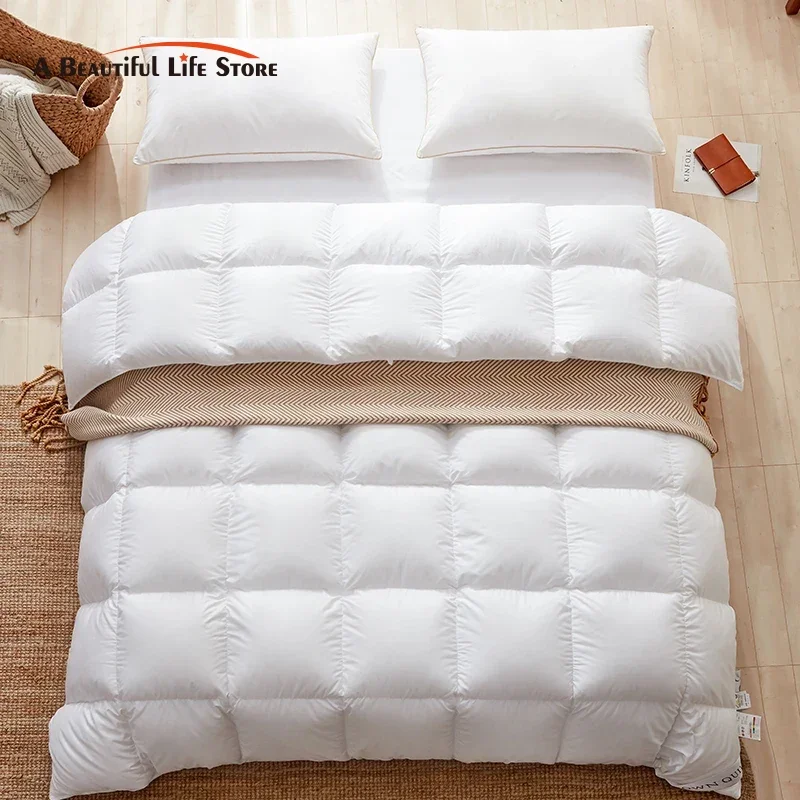 King Queen Twin Full Size 100% Cotton Cover, White Goose Down Quilt Duvets, Five Star Hotel Winter Warm Comforters, Bedspread