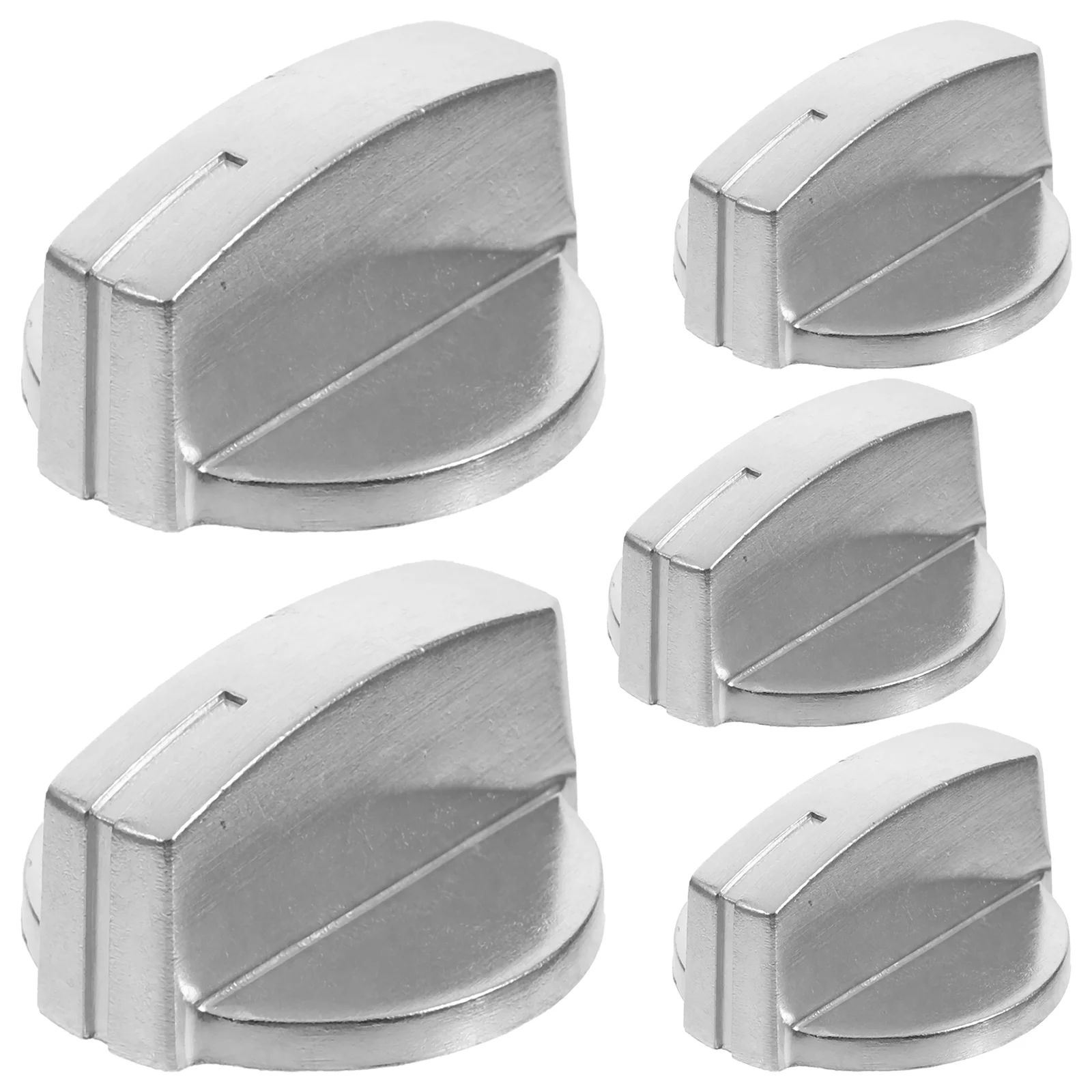 5 Pcs Stainless Steel Gas Stove Knobs 45 Degree Steel Square Turn Replacement Handles for Oven Toaster Barbecue Cooktop Stove