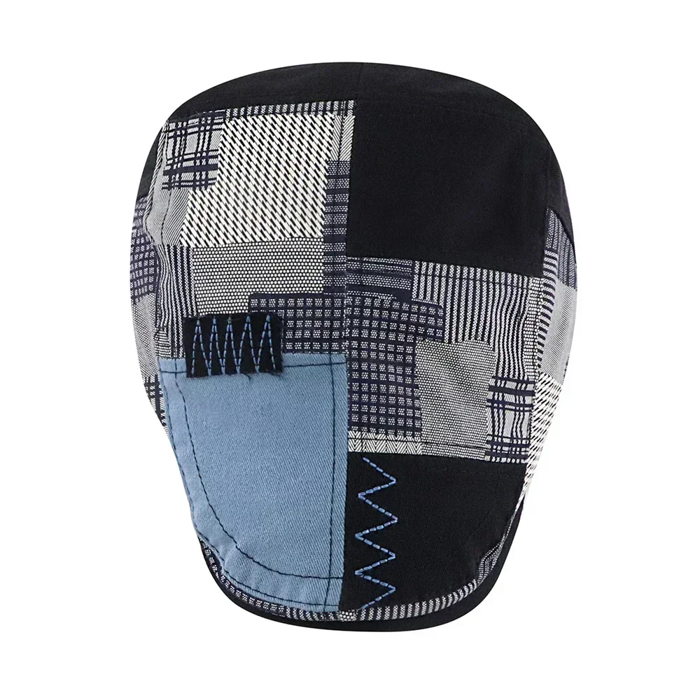 TOHUIYAN Irregular Plaid Newsboy Beret Hat Adjustable Boinas Flat Cap Artist Painter Duckbill Visor Cabbie Hats for Men Women
