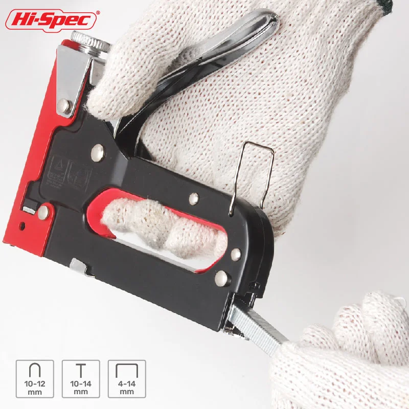 Hi-spec grampeador pistola de pregos material de fixação pistola de pregos diy móveis estofamento construção grampeador 3 em 1 arma manual de unhas