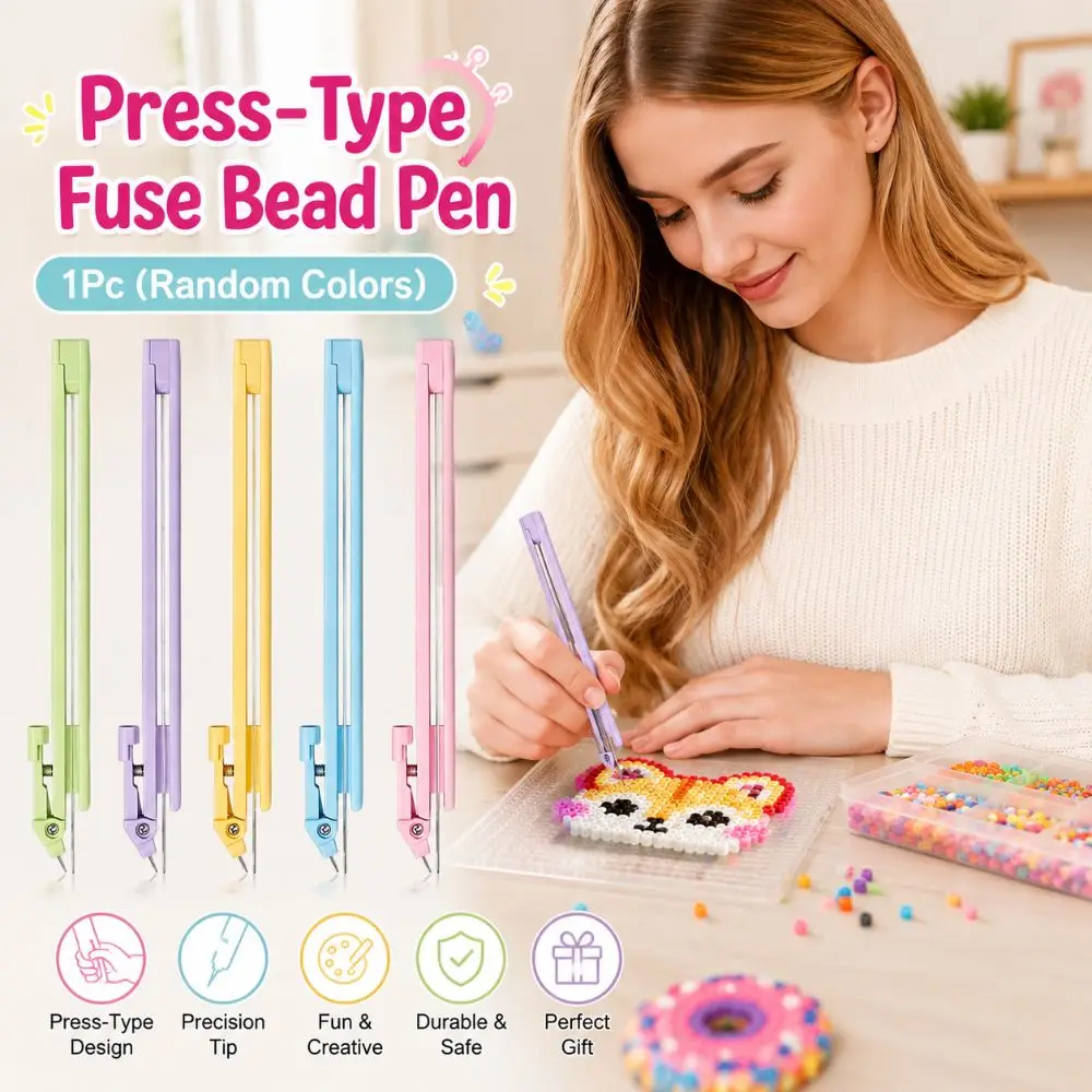 2-in-1-Perlenstift mit Druckmechanismus, handlich, effizienter Perlen-Platzierstift, komfortabler Griff, zeitsparender automatischer Perlenspender