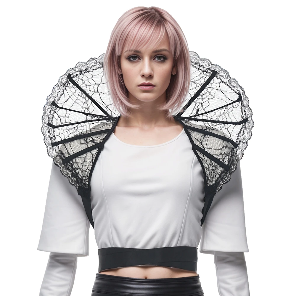 إليزابيث الملكة تأثيري الدانتيل الجوفاء الوقوف الياقة القوطية الشرير الملحقات