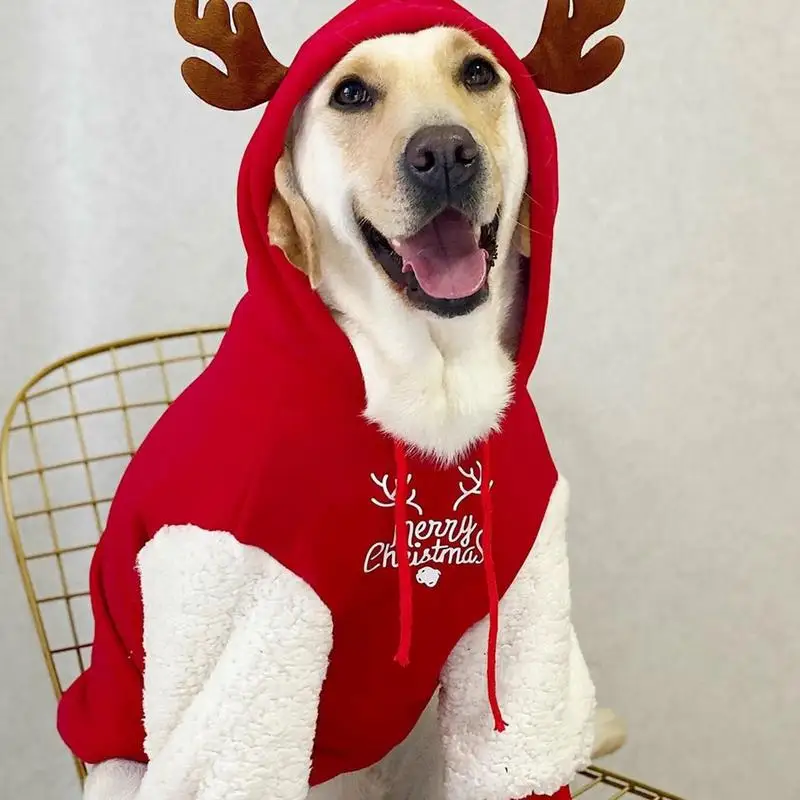 Traje de cachorro para cães grandes, moletom quente para animais de estimação, moda cachorro, natal, moletom com capuz, roupas para animais de estimação, lindo outono inverno