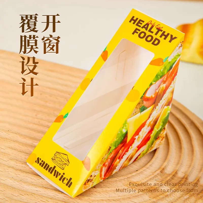 Customized. Sandwich Packing Box Transparent Special Thickened Box Sandwich Window Bread Food Packing Bag Paper