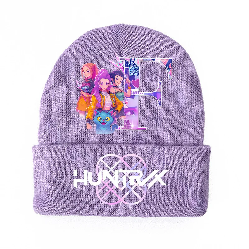 Hot K Pop Demon Hunters Girls Knitted Hats Cartoon Letters Children Headgear Cotton Winter Cute Woolen Cap Anime Peripheral Gift - Image 6