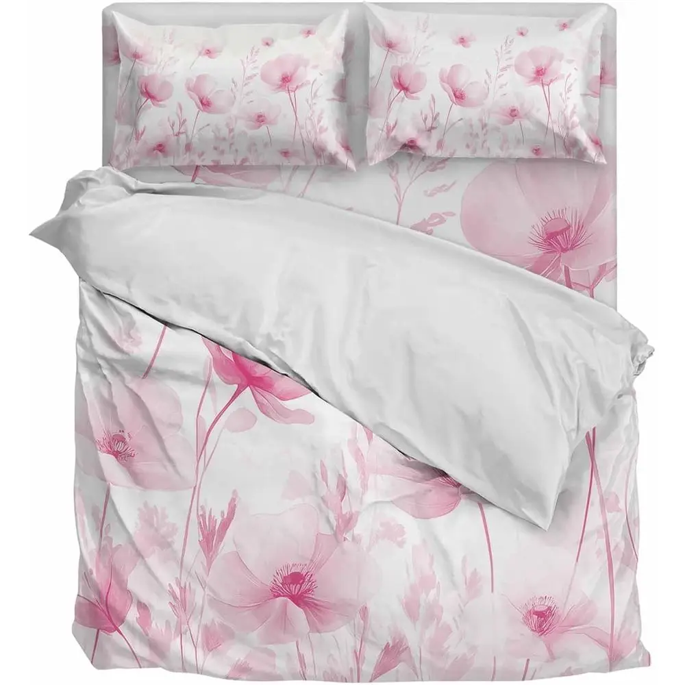 

Duvet Cover Caliornia King Size Pink lowers Watercolor Plants Ultra Sot Bedding Set Comorter Cover Set 4 Pieces 1 Duvet Cover wi
