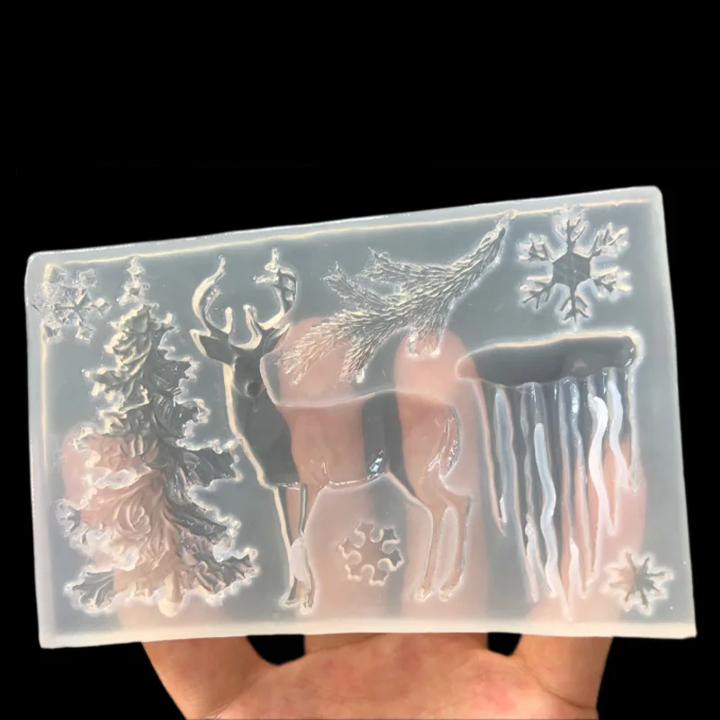 Christmas Tree Elk Snowflake Icicle Silicone Fondant Mold Chocolate Mould 16565