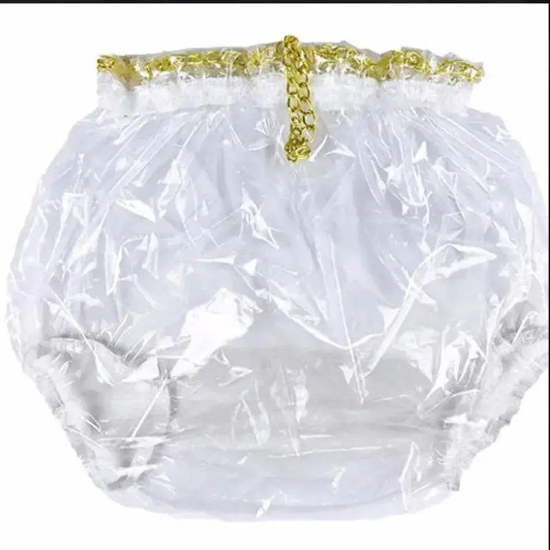 Sexy Transparent Soft Plastic PVC High Waistband Lock Underpants Incontinence Diaper Pants ABDL Waterproof Adult Baby Panties