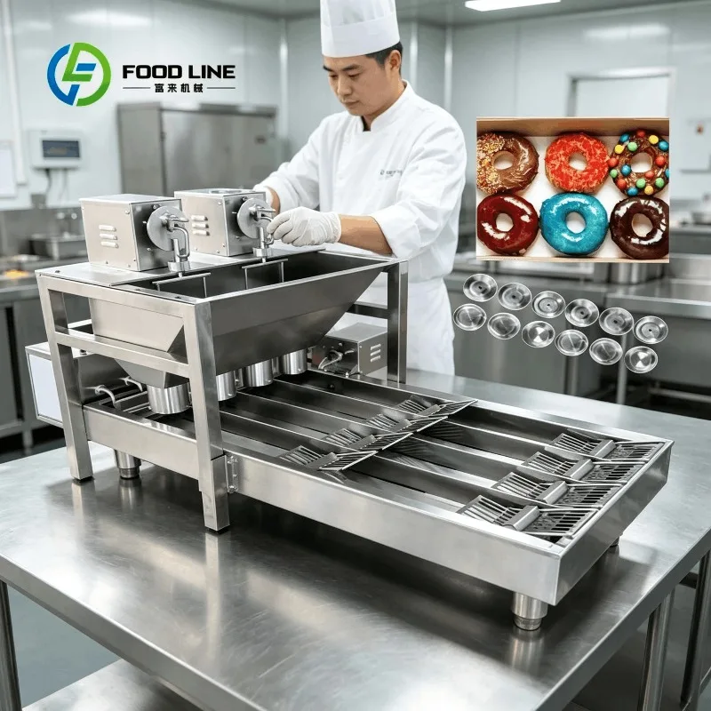 customized multi‑head doughnut fabricator donut deep fryer high throughput consistent shape for snack baking workspace