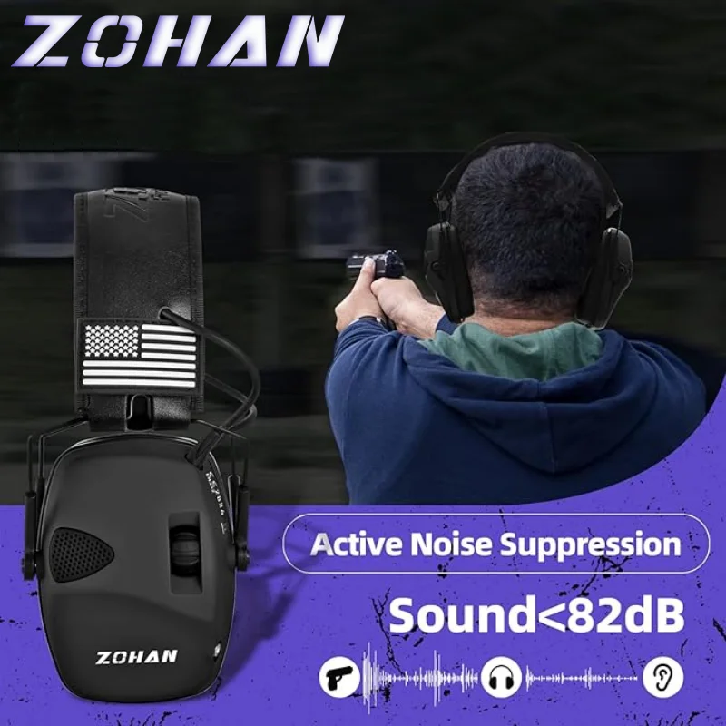 

ZOHAN Shooting Electronic Earmuff NRR 25dB Noise Reduction Ear Protection Slim Tactical Hearing Protectors for Hunting Gun Range