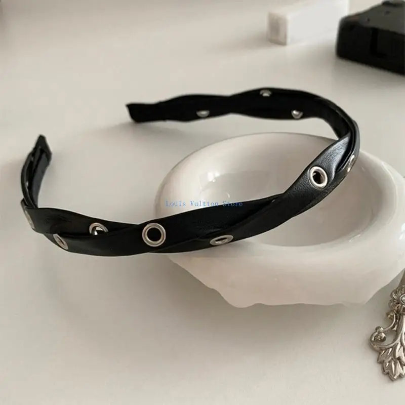 L5yb Twisted PU in pelle con fascia cuoio in pelle elastica per donna elastico elastico esagerato roccia regolabile in stile