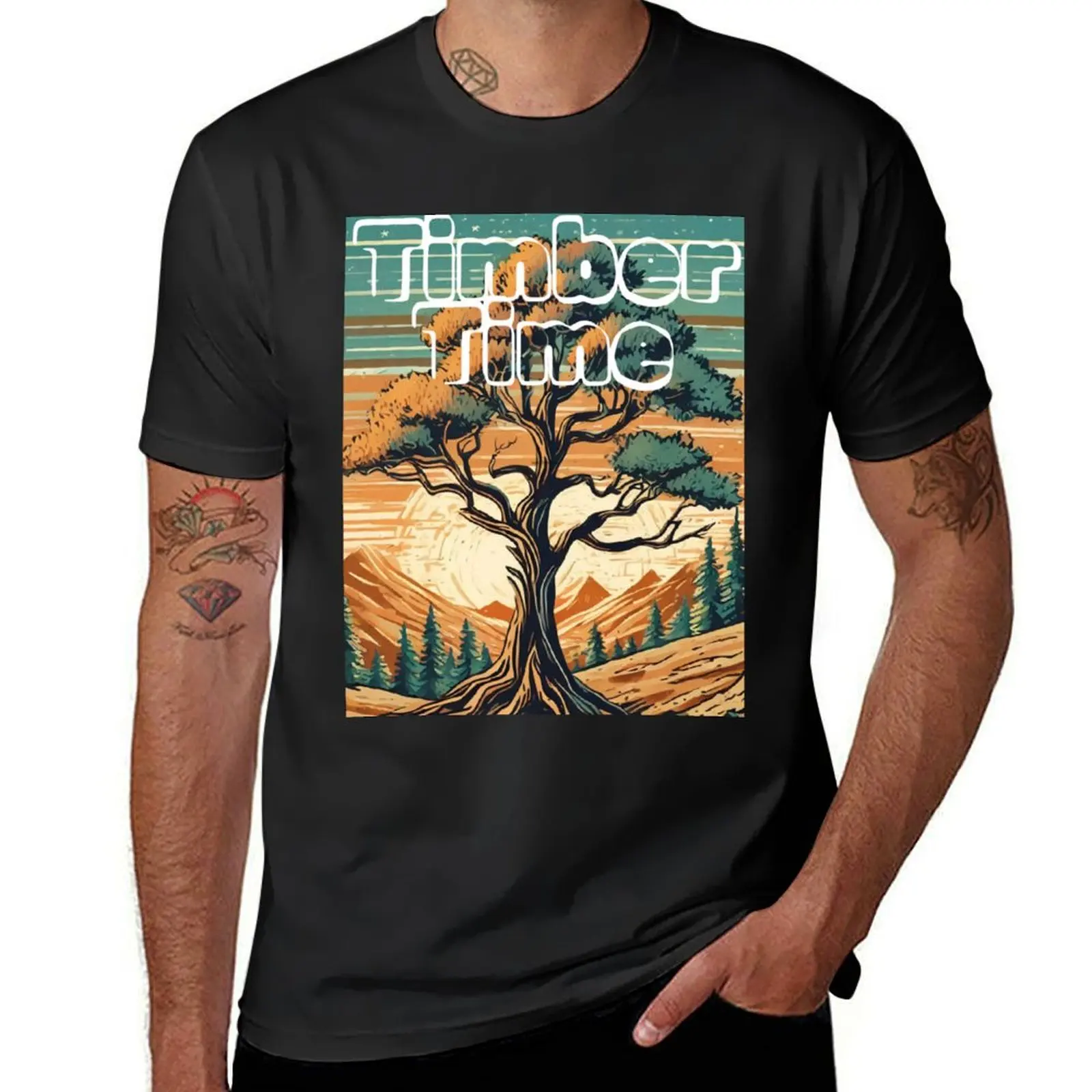 Vintage Timber Time - Retro Tree Design T-Shirt sports fans for a boy graphic t shirts shirts men