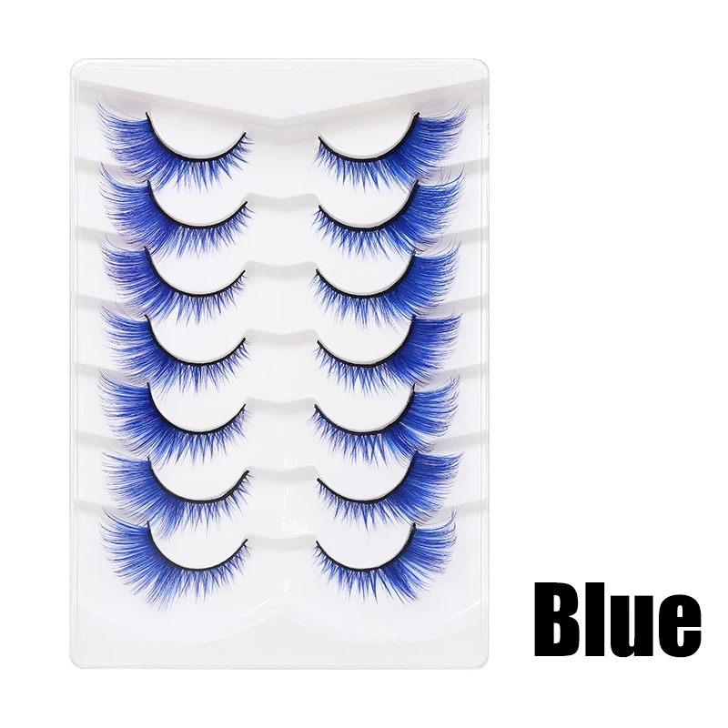 DINGSEN Bunte Wimpern, künstliche Wimpern, DIY-Wimpern, blau, rot, rosa, farbige Wimpern, falsche Wimpern, natürliche Streifenwimpern, Cosplay – Detail 33